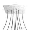 Lampenbaldachin XXL Rose-One quadratisch, 10 Löcher + 4 Seitenlöcher, 40 × 40 cm – Marmor-Optik Carrara, Weiss