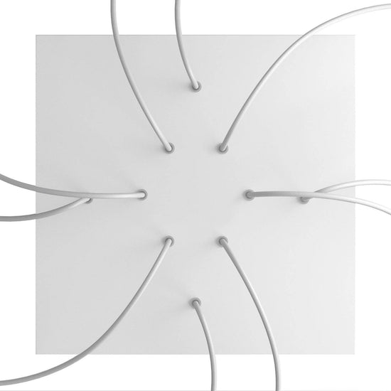 Lampenbaldachin XXL Rose-One quadratisch, 10 Löcher + 4 Seitenlöcher, 40 × 40 cm – Weiss matt, Weiss