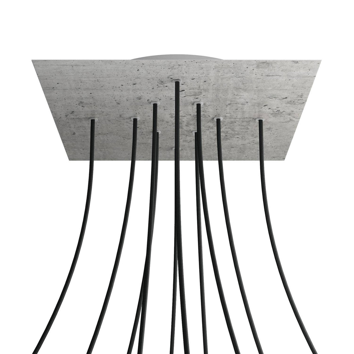 Lampenbaldachin XXL Rose-One quadratisch, 10 Löcher + 4 Seitenlöcher, 40 × 40 cm – Beton-Optik, Weiss