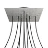 Lampenbaldachin XXL Rose-One quadratisch, 10 Löcher + 4 Seitenlöcher, 40 × 40 cm – Beton-Optik, Schwarz