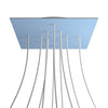 Lampenbaldachin XXL Rose-One quadratisch, 10 Löcher + 4 Seitenlöcher, 40 × 40 cm – Puderblau, Weiss