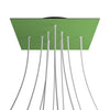 Lampenbaldachin XXL Rose-One quadratisch, 10 Löcher + 4 Seitenlöcher, 40 × 40 cm – Wiesengrün, Schwarz