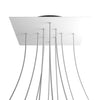 Lampenbaldachin XXL Rose-One quadratisch, 10 Löcher + 4 Seitenlöcher, 40 × 40 cm – Weiss matt, Schwarz