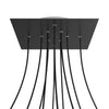 Lampenbaldachin XXL Rose-One quadratisch, 10 Löcher + 4 Seitenlöcher, 40 × 40 cm – Schwarz matt, Weiss