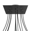 Lampenbaldachin XXL Rose-One quadratisch, 12 Löcher + 4 Seitenlöcher, 40 × 40 cm – Schwarz matt, Schwarz