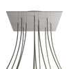 Lampenbaldachin XXL Rose-One quadratisch, 12 Löcher + 4 Seitenlöcher, 40 × 40 cm – Stahl satiniert, Weiss