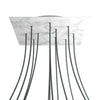 Lampenbaldachin XXL Rose-One quadratisch, 12 Löcher + 4 Seitenlöcher, 40 × 40 cm – Marmor-Optik Carrara, Weiss