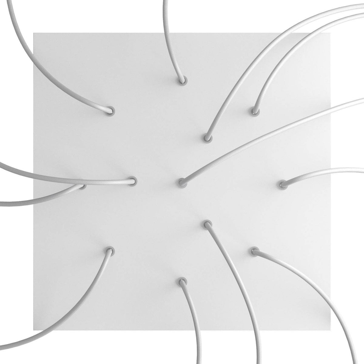 Lampenbaldachin XXL Rose-One quadratisch, 12 Löcher + 4 Seitenlöcher, 40 × 40 cm – Weiss matt, Weiss