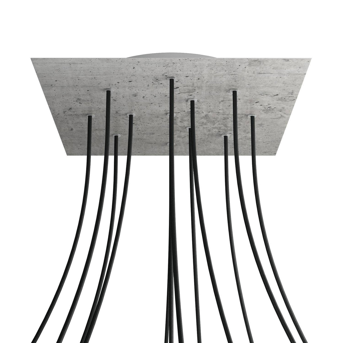 Lampenbaldachin XXL Rose-One quadratisch, 12 Löcher + 4 Seitenlöcher, 40 × 40 cm – Beton-Optik, Weiss