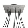 Lampenbaldachin XXL Rose-One quadratisch, 12 Löcher + 4 Seitenlöcher, 40 × 40 cm – Beton-Optik, Schwarz