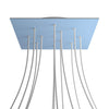 Lampenbaldachin XXL Rose-One quadratisch, 12 Löcher + 4 Seitenlöcher, 40 × 40 cm – Puderblau, Weiss