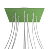 Lampenbaldachin XXL Rose-One quadratisch, 12 Löcher + 4 Seitenlöcher, 40 × 40 cm – Wiesengrün, Weiss