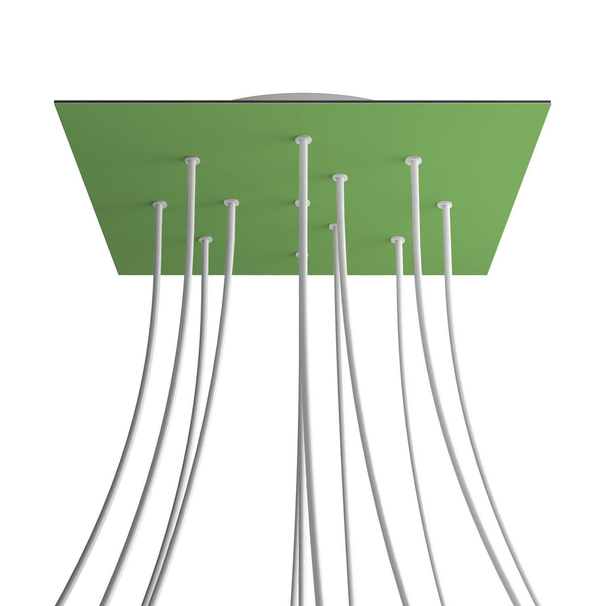 Lampenbaldachin XXL Rose-One quadratisch, 12 Löcher + 4 Seitenlöcher, 40 × 40 cm – Wiesengrün, Weiss