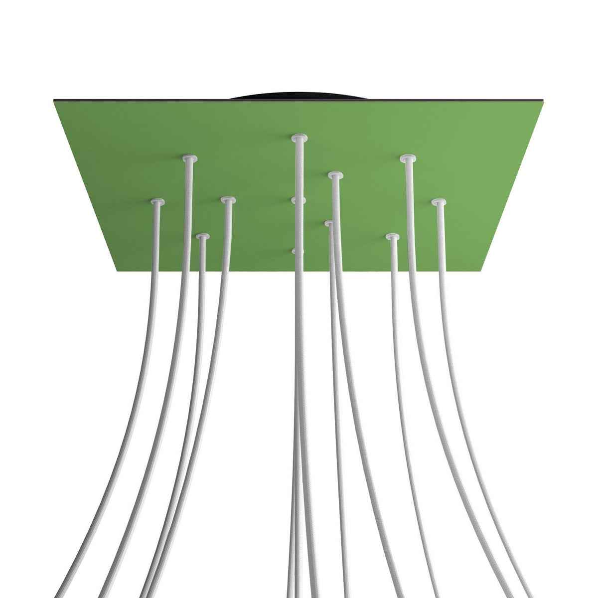 Lampenbaldachin XXL Rose-One quadratisch, 12 Löcher + 4 Seitenlöcher, 40 × 40 cm – Wiesengrün, Schwarz