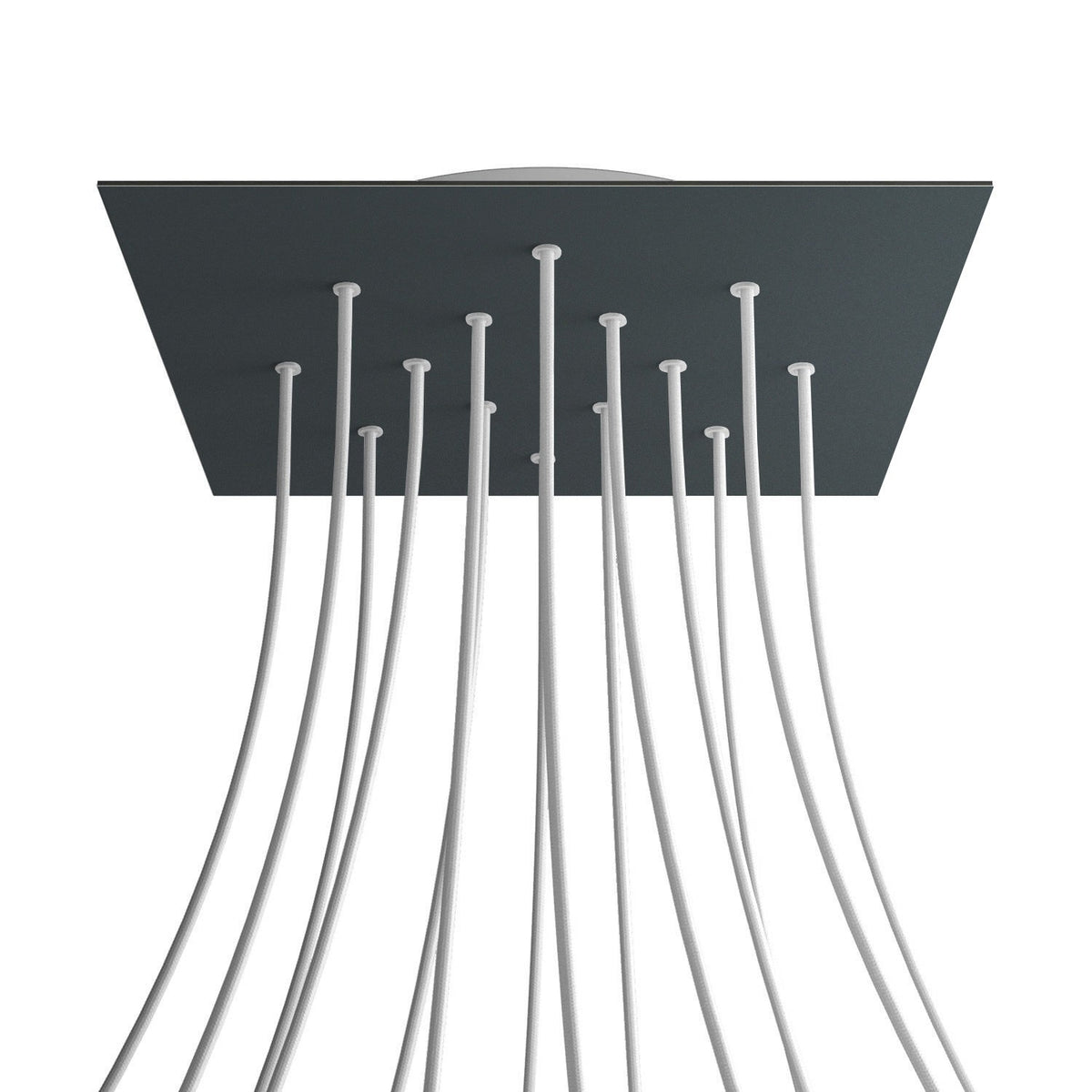 Lampenbaldachin XXL Rose-One quadratisch, 14 Löcher + 4 Seitenlöcher, 40 × 40 cm – Anthrazit, Weiss