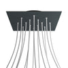 Lampenbaldachin XXL Rose-One quadratisch, 14 Löcher + 4 Seitenlöcher, 40 × 40 cm – Anthrazit, Schwarz