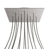 Lampenbaldachin XXL Rose-One quadratisch, 14 Löcher + 4 Seitenlöcher, 40 × 40 cm – Stahl satiniert, Weiss