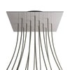 Lampenbaldachin XXL Rose-One quadratisch, 14 Löcher + 4 Seitenlöcher, 40 × 40 cm – Stahl satiniert, Schwarz