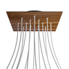 Lampenbaldachin XXL Rose-One quadratisch, 14 Löcher + 4 Seitenlöcher, 40 × 40 cm – Holz-Optik, Schwarz