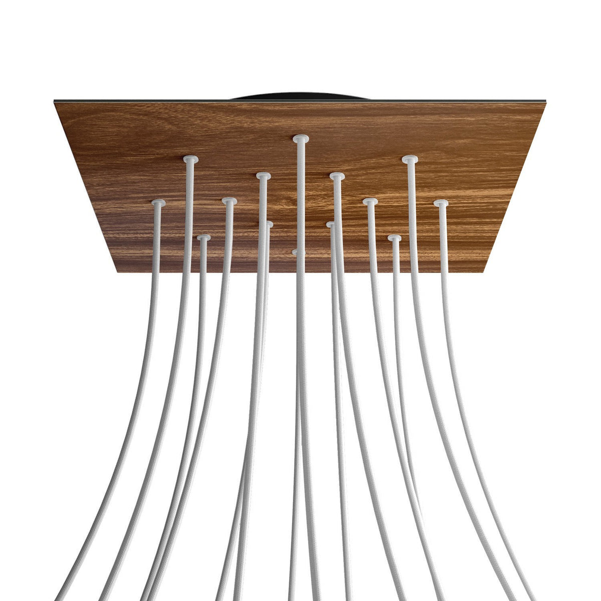 Lampenbaldachin XXL Rose-One quadratisch, 14 Löcher + 4 Seitenlöcher, 40 × 40 cm – Holz-Optik, Schwarz