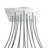 Lampenbaldachin XXL Rose-One quadratisch, 14 Löcher + 4 Seitenlöcher, 40 × 40 cm – Marmor-Optik Carrara, Weiss