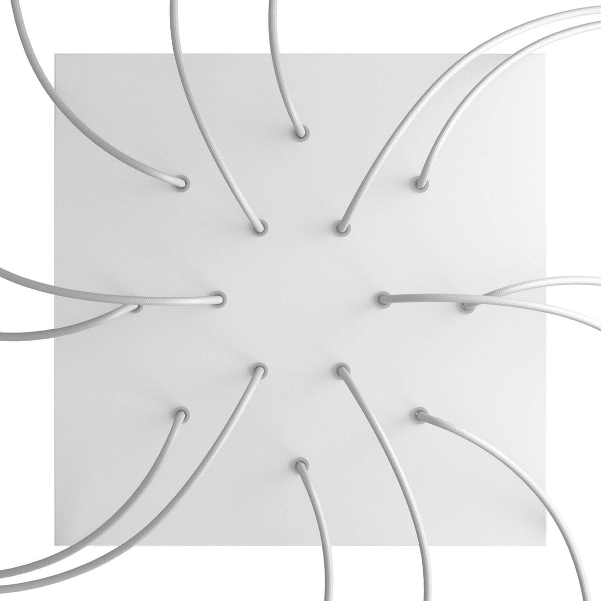 Lampenbaldachin XXL Rose-One quadratisch, 14 Löcher + 4 Seitenlöcher, 40 × 40 cm – Weiss matt, Weiss