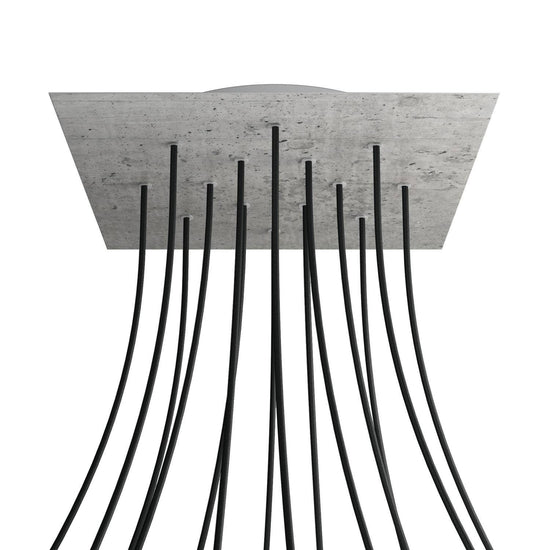 Lampenbaldachin XXL Rose-One quadratisch, 14 Löcher + 4 Seitenlöcher, 40 × 40 cm – Beton-Optik, Weiss