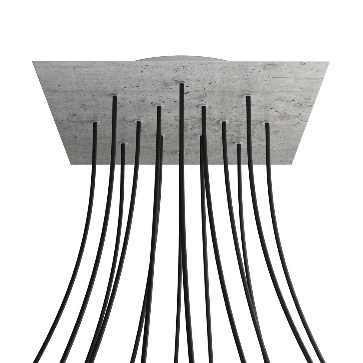 Lampenbaldachin XXL Rose-One quadratisch, 14 Löcher + 4 Seitenlöcher, 40 × 40 cm – Beton-Optik, Weiss