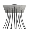 Lampenbaldachin XXL Rose-One quadratisch, 14 Löcher + 4 Seitenlöcher, 40 × 40 cm – Beton-Optik, Schwarz