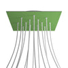 Lampenbaldachin XXL Rose-One quadratisch, 14 Löcher + 4 Seitenlöcher, 40 × 40 cm – Wiesengrün, Weiss