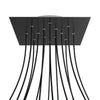 Lampenbaldachin XXL Rose-One quadratisch, 14 Löcher + 4 Seitenlöcher, 40 × 40 cm – Schwarz matt, Weiss