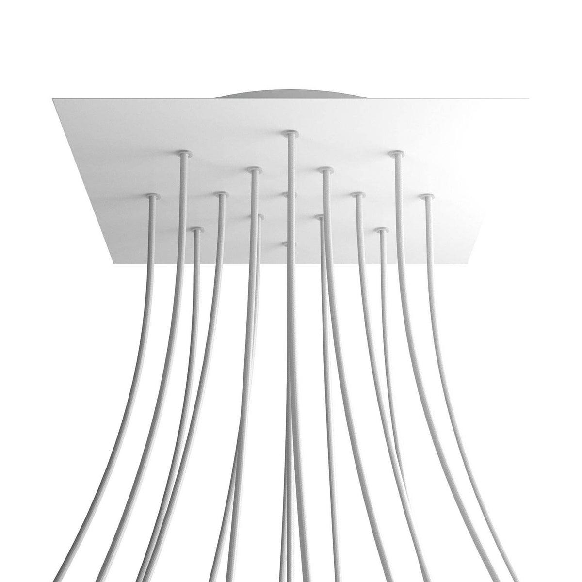 Lampenbaldachin XXL Rose-One quadratisch, 15 Löcher + 4 Seitenlöcher, 40 × 40 cm – Weiss matt, Weiss