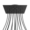 Lampenbaldachin XXL Rose-One quadratisch, 15 Löcher + 4 Seitenlöcher, 40 × 40 cm – Schwarz matt, Schwarz