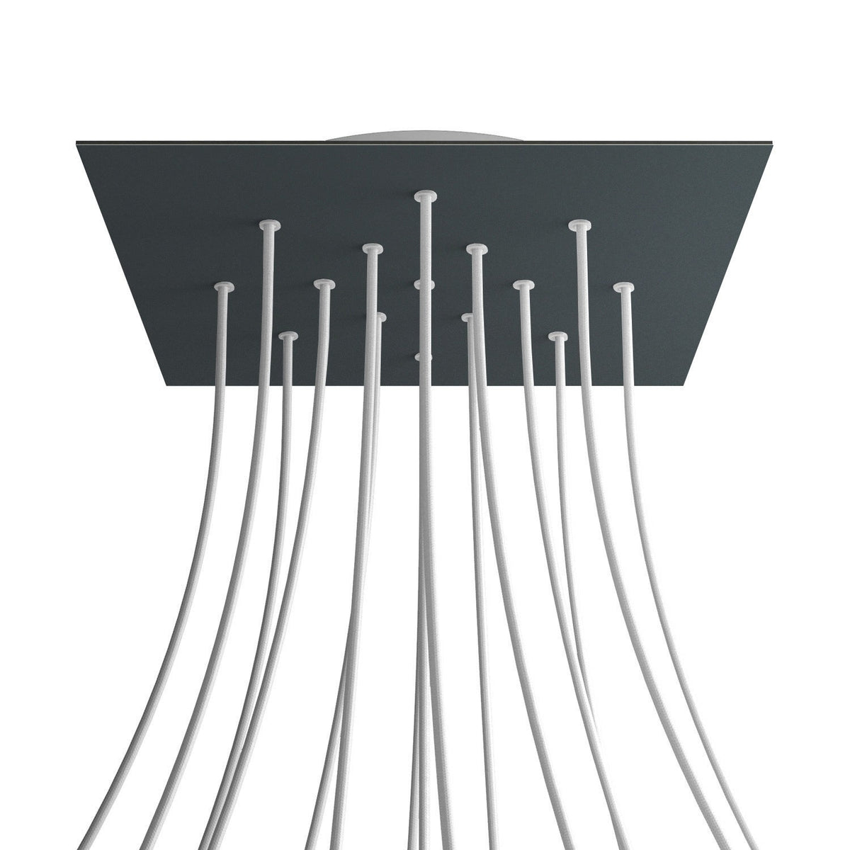 Lampenbaldachin XXL Rose-One quadratisch, 15 Löcher + 4 Seitenlöcher, 40 × 40 cm – Anthrazit, Weiss