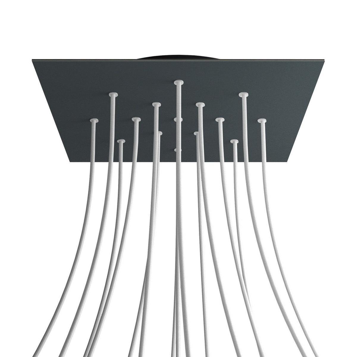 Lampenbaldachin XXL Rose-One quadratisch, 15 Löcher + 4 Seitenlöcher, 40 × 40 cm – Anthrazit, Schwarz