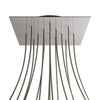 Lampenbaldachin XXL Rose-One quadratisch, 15 Löcher + 4 Seitenlöcher, 40 × 40 cm – Stahl satiniert, Schwarz