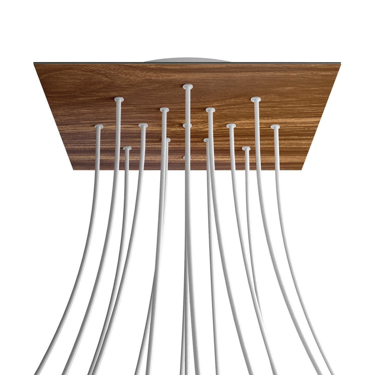 Lampenbaldachin XXL Rose-One quadratisch, 15 Löcher + 4 Seitenlöcher, 40 × 40 cm – Holz-Optik, Weiss