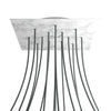 Lampenbaldachin XXL Rose-One quadratisch, 15 Löcher + 4 Seitenlöcher, 40 × 40 cm – Marmor-Optik Carrara, Weiss