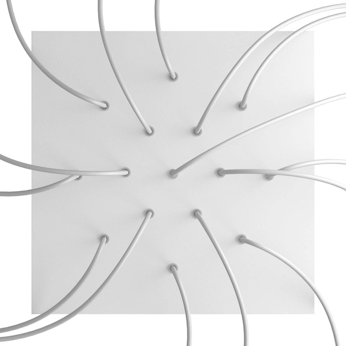 Lampenbaldachin XXL Rose-One quadratisch, 15 Löcher + 4 Seitenlöcher, 40 × 40 cm – Weiss matt, Weiss