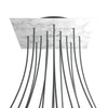 Lampenbaldachin XXL Rose-One quadratisch, 15 Löcher + 4 Seitenlöcher, 40 × 40 cm – Marmor-Optik Carrara, Schwarz