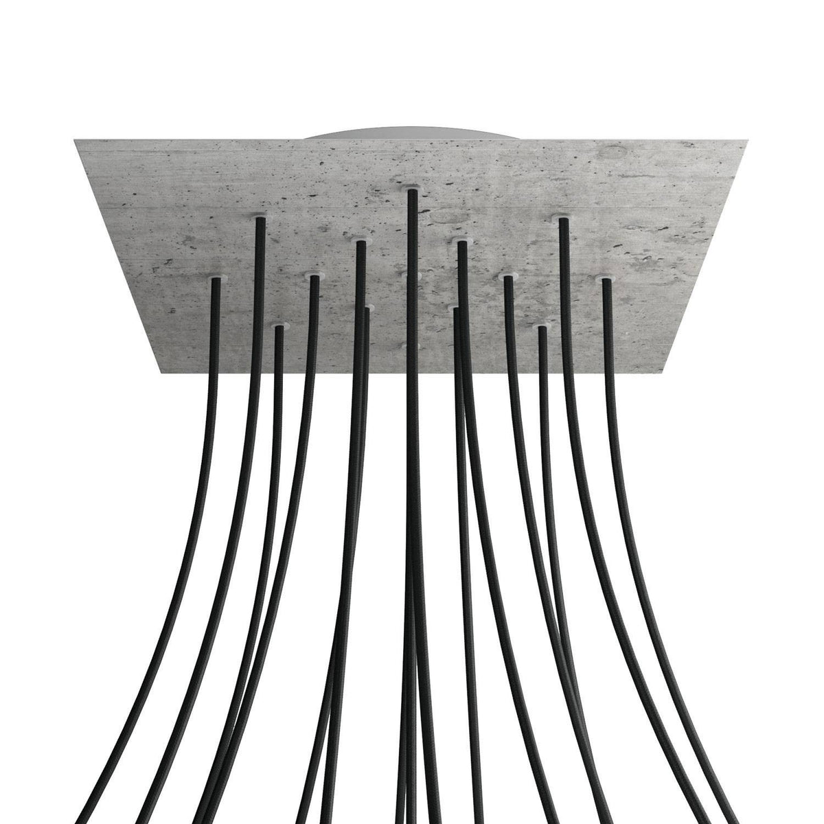 Lampenbaldachin XXL Rose-One quadratisch, 15 Löcher + 4 Seitenlöcher, 40 × 40 cm – Beton-Optik, Weiss