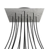 Lampenbaldachin XXL Rose-One quadratisch, 15 Löcher + 4 Seitenlöcher, 40 × 40 cm – Beton-Optik, Schwarz