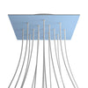 Lampenbaldachin XXL Rose-One quadratisch, 15 Löcher + 4 Seitenlöcher, 40 × 40 cm – Puderblau, Weiss