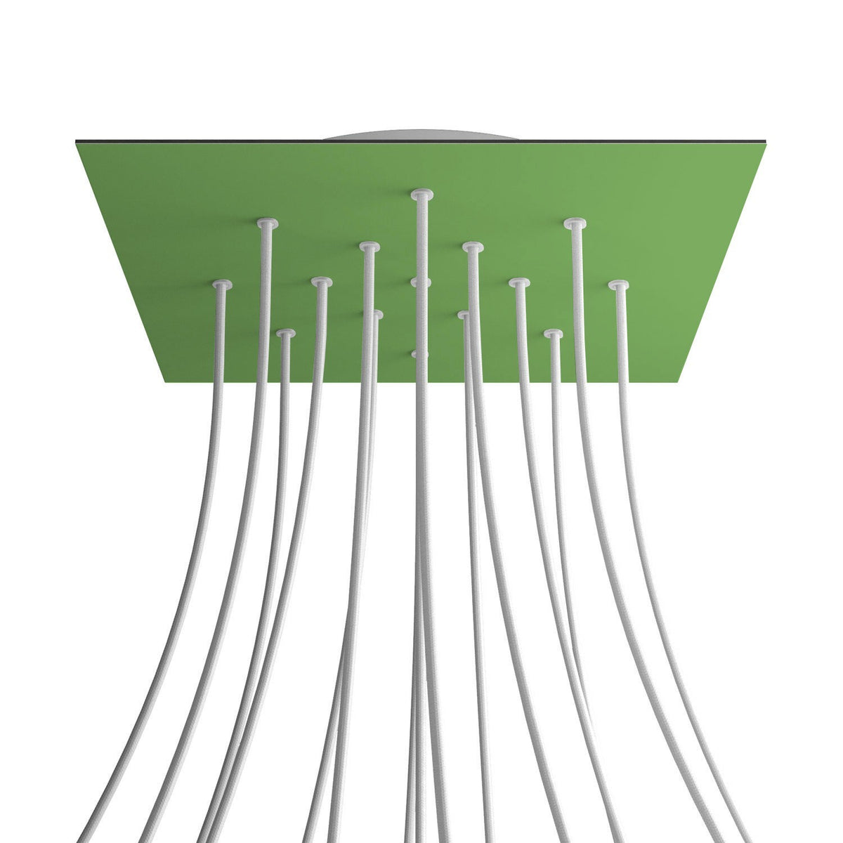Lampenbaldachin XXL Rose-One quadratisch, 15 Löcher + 4 Seitenlöcher, 40 × 40 cm – Wiesengrün, Weiss