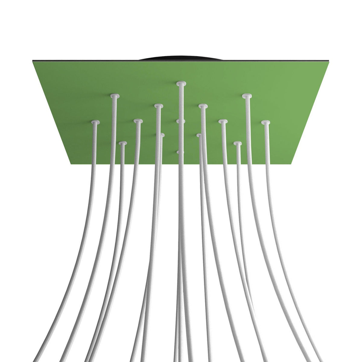 Lampenbaldachin XXL Rose-One quadratisch, 15 Löcher + 4 Seitenlöcher, 40 × 40 cm – Wiesengrün, Schwarz