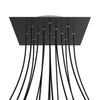 Lampenbaldachin XXL Rose-One quadratisch, 15 Löcher + 4 Seitenlöcher, 40 × 40 cm – Schwarz matt, Weiss
