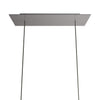 Lampenbaldachin XXL Rose-One rechteckig, 2 Löcher + 6 Seitenlöcher, 67.5 × 22.5 cm – Stahl satiniert, Weiss