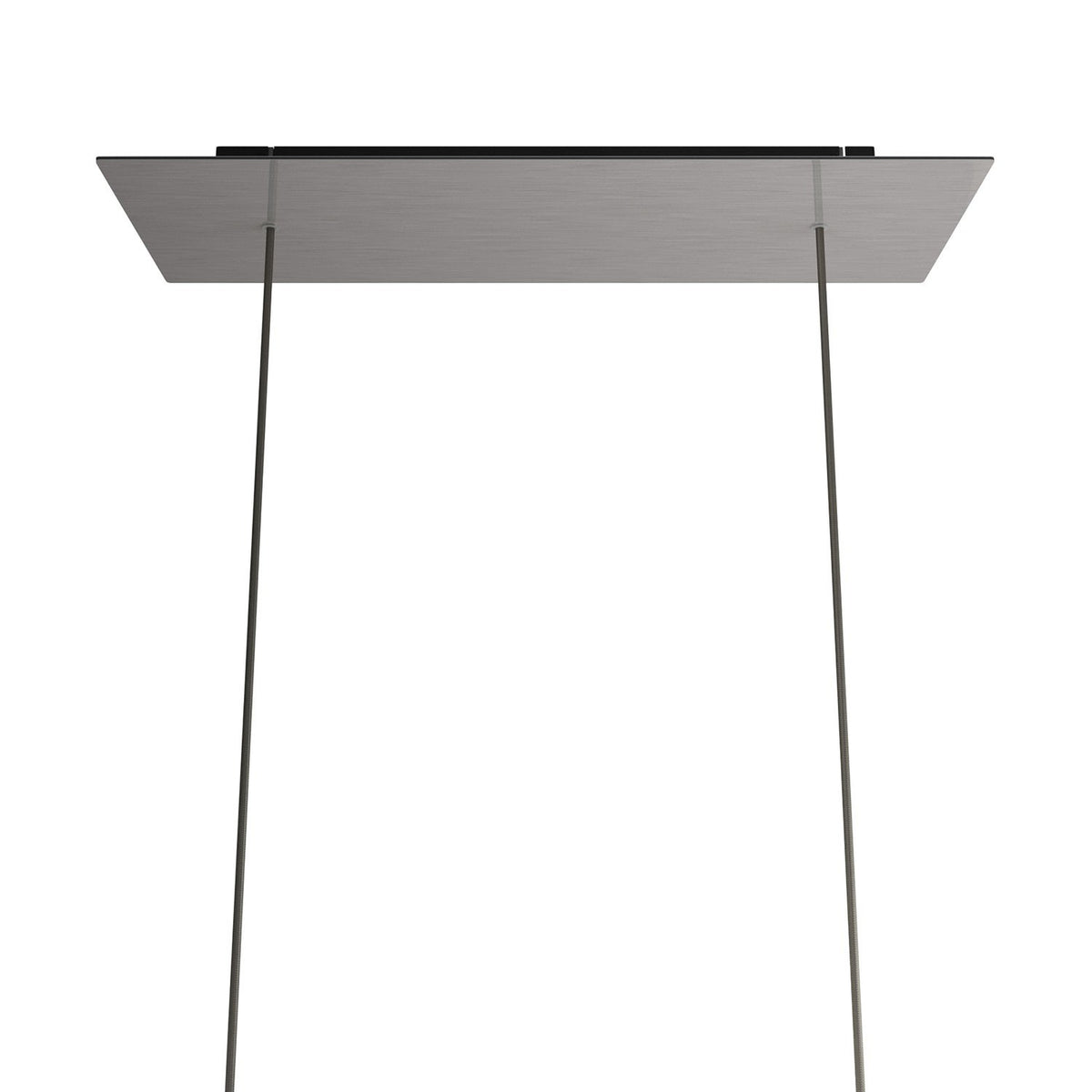 Lampenbaldachin XXL Rose-One rechteckig, 2 Löcher + 6 Seitenlöcher, 67.5 × 22.5 cm – Stahl satiniert, Schwarz