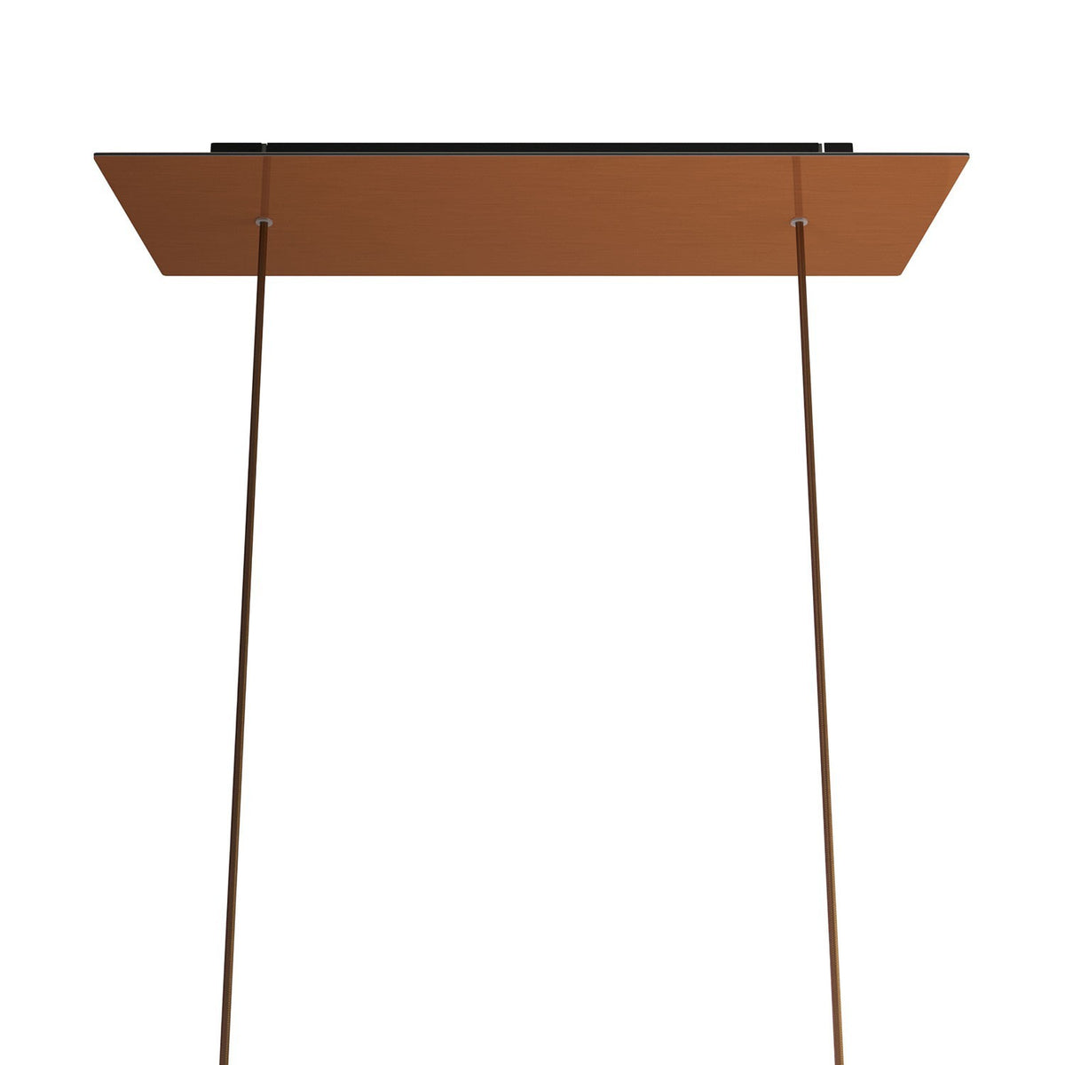 Lampenbaldachin XXL Rose-One rechteckig, 2 Löcher + 6 Seitenlöcher, 67.5 × 22.5 cm – Kupfer satiniert, Schwarz