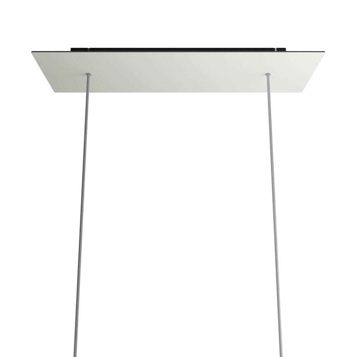 Lampenbaldachin XXL Rose-One rechteckig, 2 Löcher + 6 Seitenlöcher, 67.5 × 22.5 cm – Weiss matt, Schwarz